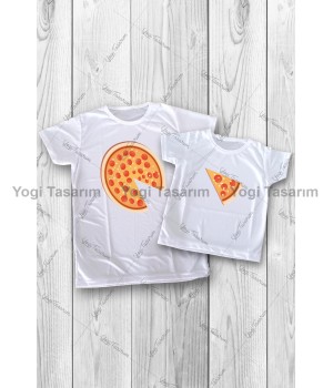 Pizza ve Dilimi Kombin Tişört Baskı